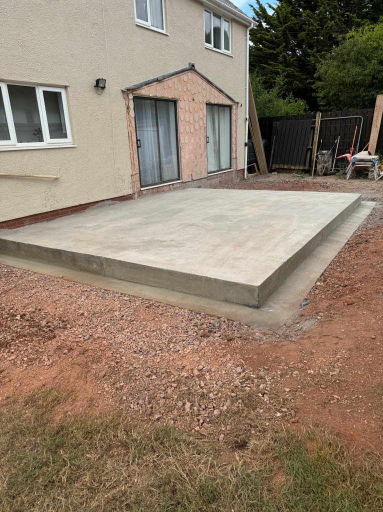 Concrete pad to create the footings