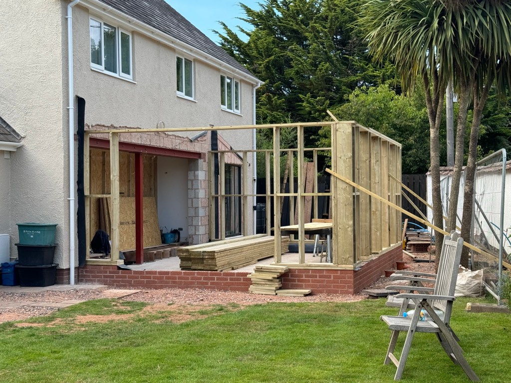 Timber frame going up